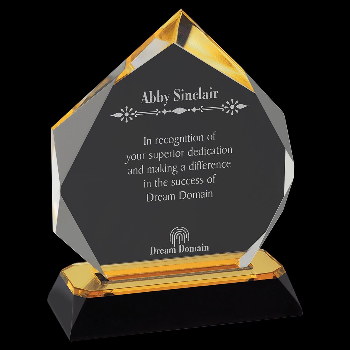 Custom Acrylic Diamond Award, Employee, Recognition, Retirement