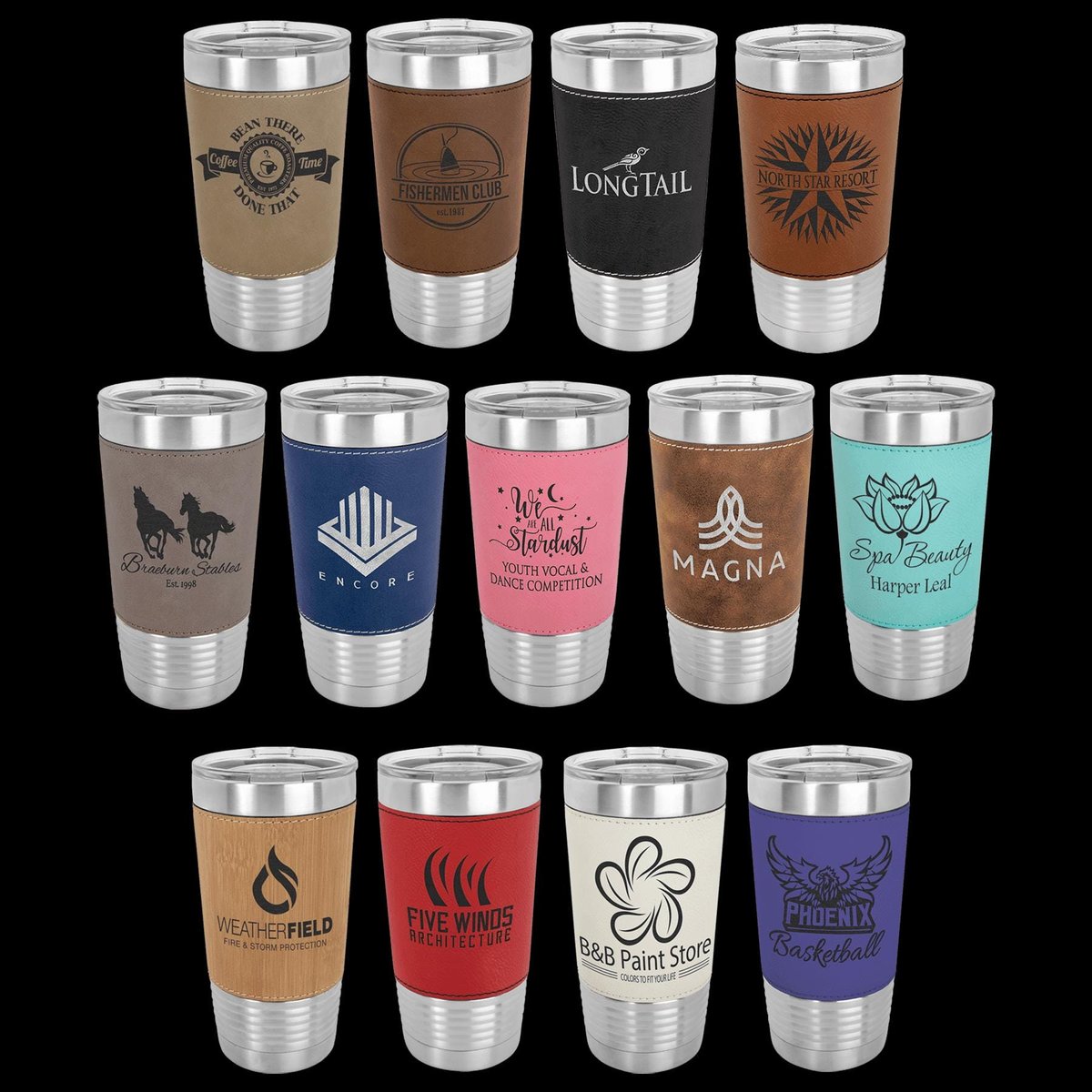 20 oz. Insulated Tumbler with Leatherette - Custom!
