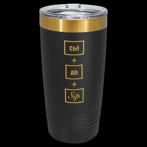 Gold Plated Custom Engraved 20oz Insulated Tumbler with Slider Lid